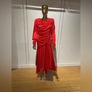 Elegant Red Draped Dress